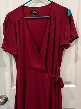 LULUs Lovely Maroon Wrap Dress